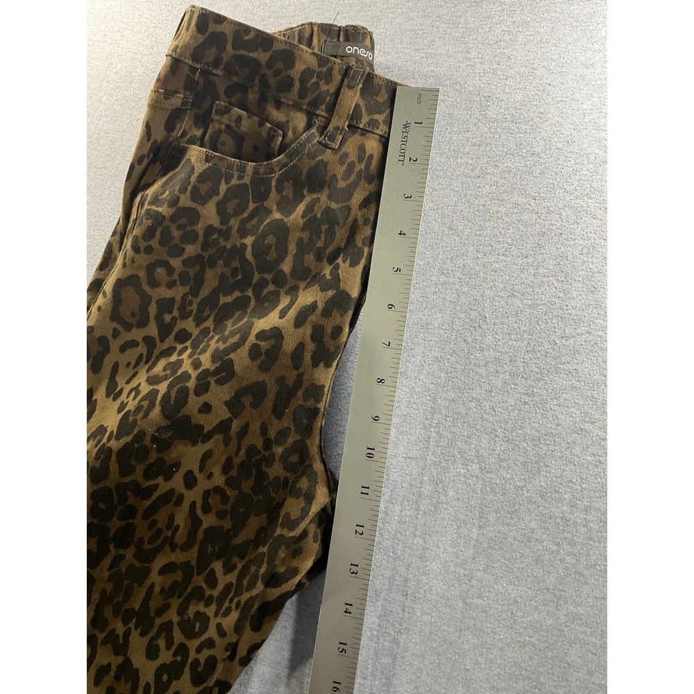 Oneso Leopard Print Wide Leg Jeans Women's Size 29 Brown High Rise Stretch Denim - Picture 6 of 7